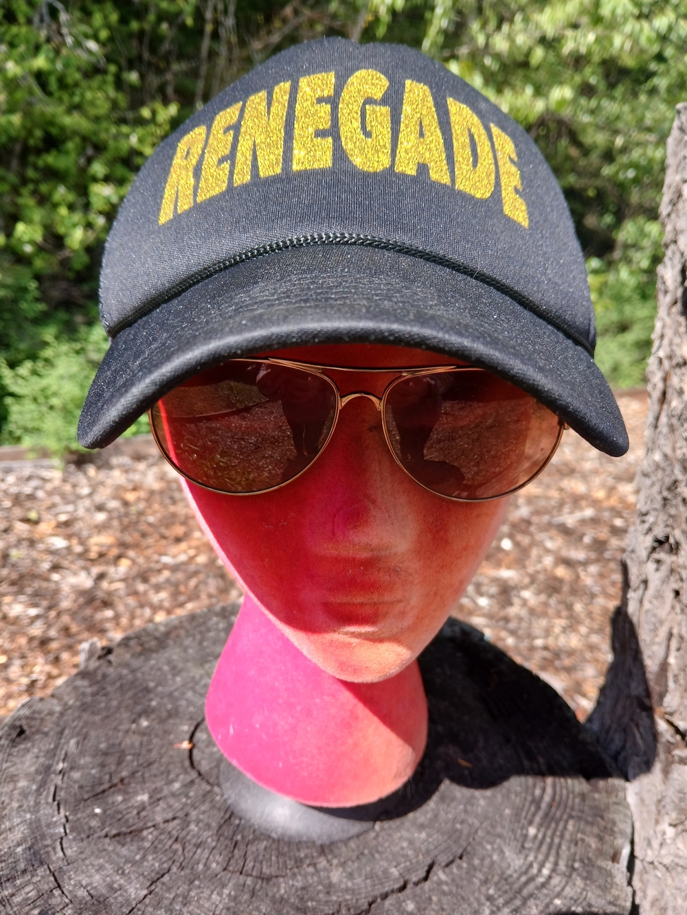 Renegade Black Baseball Cap with Yellow Gold Logo Whitefish Montana